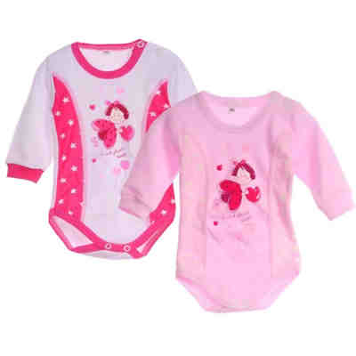 Baby Body Langarmbody 2er Set Bodys für Mädchen 2