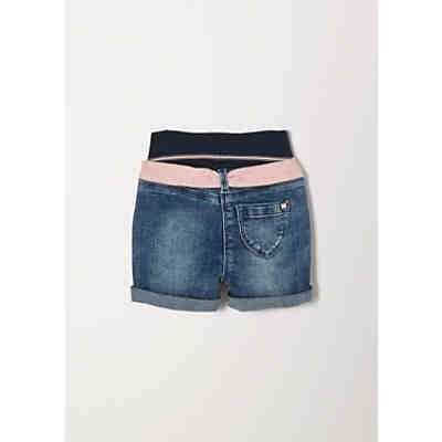 Denimshorts mit rosa Bindegürtel Stoffhosen für Kinder 2