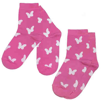 Kinder Socken 2-er Pack für Mädchen "Schmetterlinge" mit Baumwolle Erstlingssöckchen für Mädchen 2