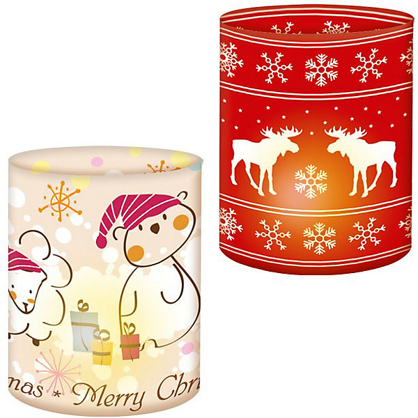 Mini-Tischlichter Weihnachten, 10 Stück