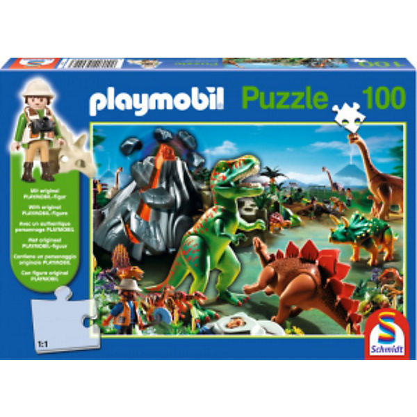 Im Dinoland, 100 Teile, Kinderpuzzle Playmobil mit Figur