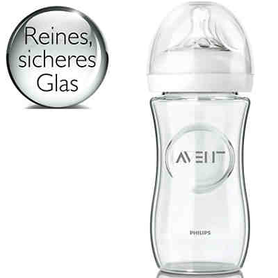 Weithals Flasche Naturnah SCF673/17, Glas, 240 ml, Silikonsauger