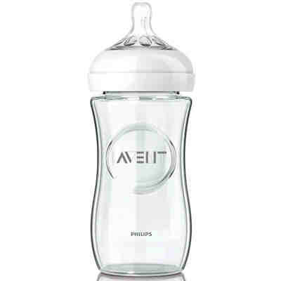Weithals Flasche Naturnah SCF673/17, Glas, 240 ml, Silikonsauger 2