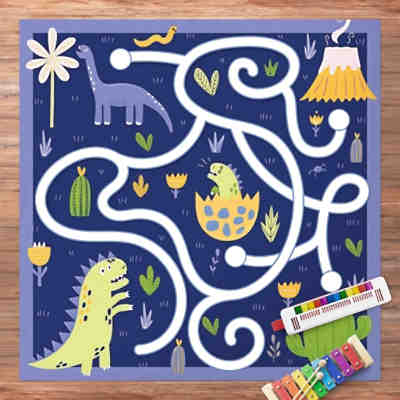 Vinyl-Spielteppich Dinosaurier - Dinomama sucht ihr Baby 2