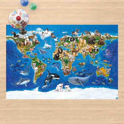 Vinyl-Teppich Animal Club International - Weltkarte mit Tieren 2