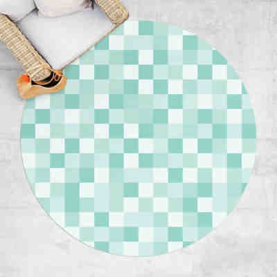 Runder Vinyl-Teppich Geometrisches Muster Mosaik Mintgrün 2
