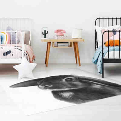 Vinyl-Teppich Illustration Hase Schwarz Weiß Zeichnung
