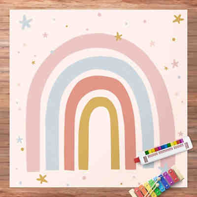 Vinyl-Teppich Großer Regenbogen mit Sternen und Pünktchen 2