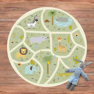 Runder Vinyl-Teppich Safari - Die große Vielfalt der Tiere