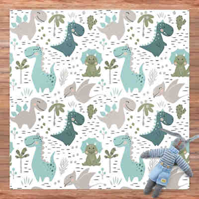 Vinyl-Teppich Freundliche Dinosaurier mit Palmen und Kakteen 2