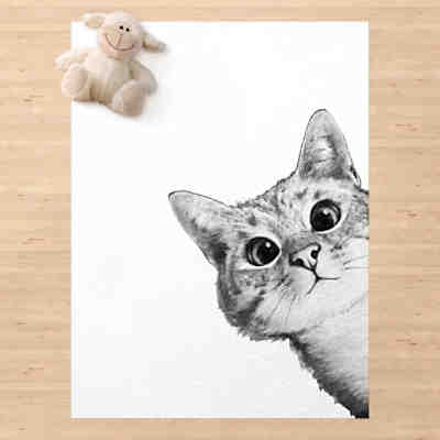 Vinyl-Teppich Illustration Katze Zeichnung Schwarz Weiß 2