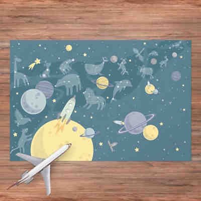 Vinyl-Teppich Planeten mit Sternzeichen und Raketen 2