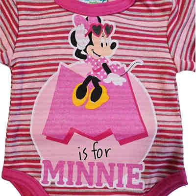 Baby Langarmbody Pink gestreift Disney Minnie Maus für Mädchen 2