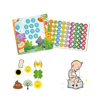 Toilettentrainer 5 Zaubersticker für das Töpfchen + Belohnungsset PARTYTIERE