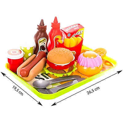 Fastfood Set für die Kinderküche Großes Set mit Serviertablett Küchenspielzeug 2