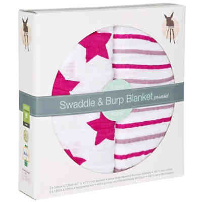 Mulltücher XL Stars & Stripes, 2er Pack, 120 x 120 cm, pink 2