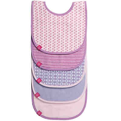 Lätzchen Pattern Girls, mit Klettverschluss, 5er Set, rosa/lila