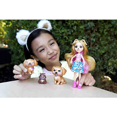 Enchantimals Familien-Spielset, Gerika Golden Retriever Puppe (ca. 15 cm) mit 3 Tierfiguren 2