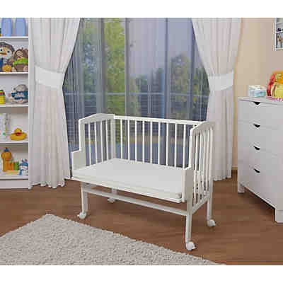 Baby Beistellbett mit Matratze, Buche vollmassiv höhen-verstellbar onesize 2