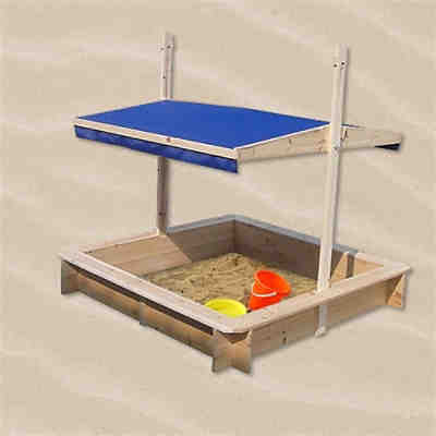 Sandkasten Sandbox Sandkiste Spielhaus aus Holz mit verstellbaren Dach in Blau 2