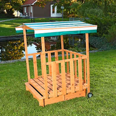 Sandbox Sandkasten Spielhaus inkl. Spielveranda Sandkiste aus Holz mit Dach 2