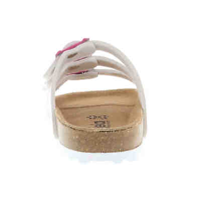 Kinder Mädchen Damen Pantoletten Hausschuhe Slipper Schlappen weiß/mehrfarbig 2