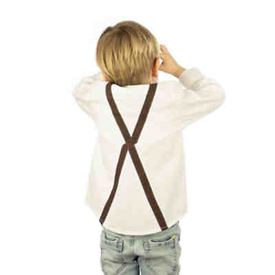 Kinder Jungen Langarm Trachtenhemd in Schlupfform mit Biesen und aufgenähten Hosenträgern Jetaia für Jungen 2