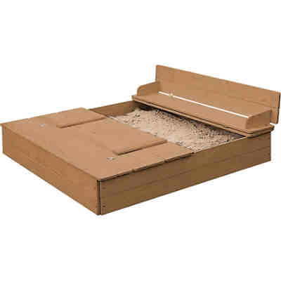 Sandkasten aufklappbar zu 2 Bänken, Massivholz, wetterfest, teakholzfarben, 21,5x127x123,5cm 2