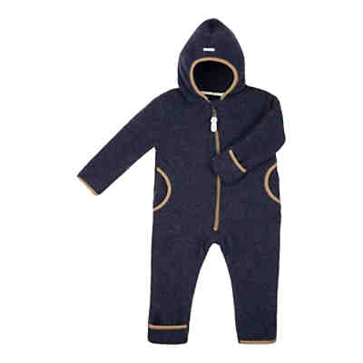 Fleece-Overall mit Kapuze und Klappbündchen aus Merinowolle