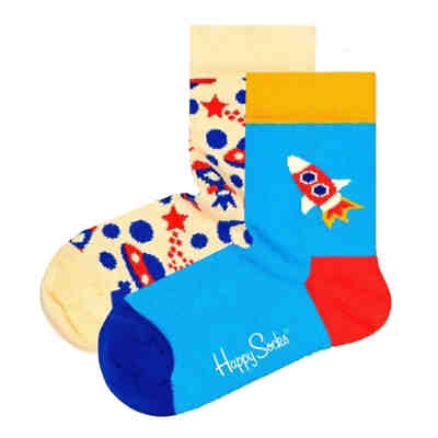 Kinder Socken unisex, 2er Pack - Crew Socks, Bio-Baumwolle, Farbmix Socken für Kinder