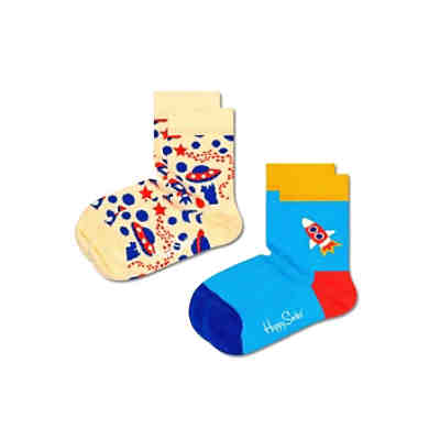 Kinder Socken unisex, 2er Pack - Crew Socks, Bio-Baumwolle, Farbmix Socken für Kinder 2