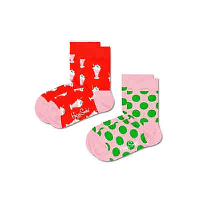Kinder Socken unisex, 2er Pack - Crew Socks, Bio-Baumwolle, Farbmix Socken für Kinder 2