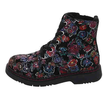 Mädchen Schnürhalbschuhe Schnürboots Kinderschuhe Veloursleder geblümt Halbschuhe 2