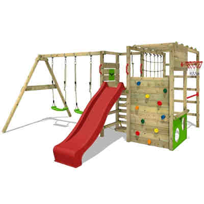 Klettergerüst Spielturm ActionArena mit Schaukel & roter Rutsche