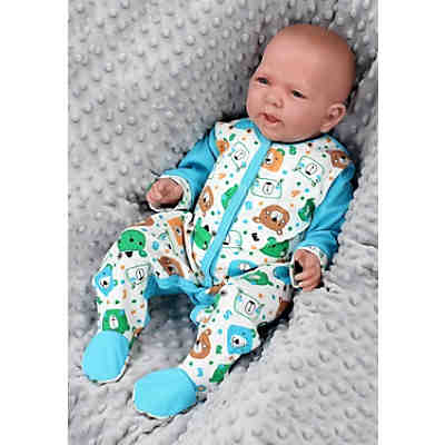 Baby Jungen Schlafstrampler mit Fuß 3er Pack für Jungen 2
