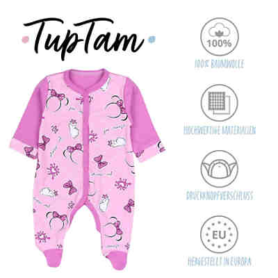 Baby Mädchen Schlafstrampler mit Fuß 3er Pack für Mädchen 2