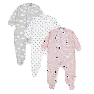 Baby Mädchen Schlafstrampler mit Fuß 3er Pack für Mädchen