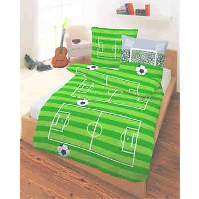 Kinder-Bettwäsche Jungen Fußball, Renforcé, 135 x 200 cm + 80 x 80 cm