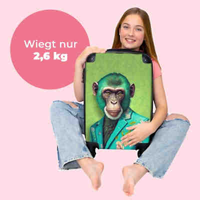 Kinderkoffer - Trolley - handgepäck - Affe - Colbert - Blumen - Neon - Porträt 2
