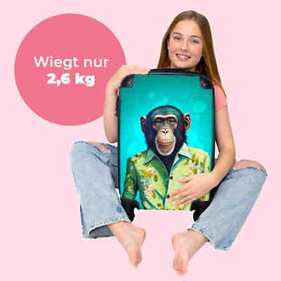 Kinderkoffer - Trolley - Reisekoffer - Affe - Bluse - Blumen - Grün - Porträt 2