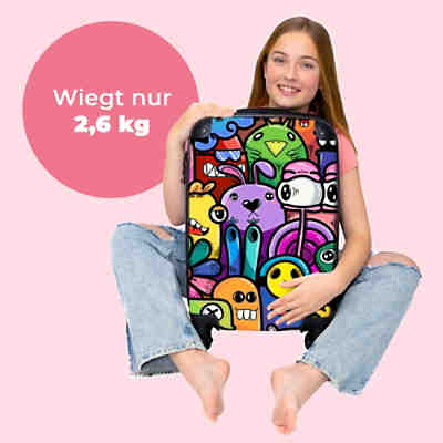 Kinderkoffer - Trolley - Monster - Blumen - Regenbogen - Design - Lustig 2