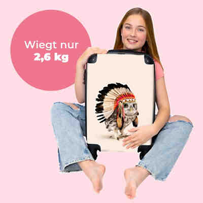 Kinderkoffer - Trolley - handgepäck - Eule - Indianer - Federn - Tiere 2