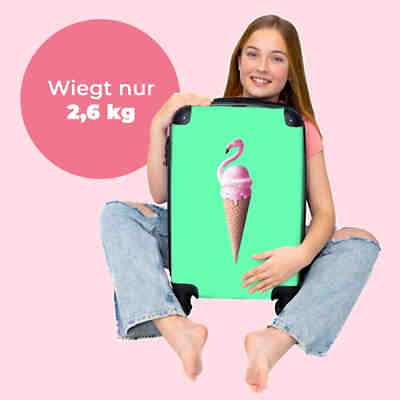 Kinderkoffer - Trolley - handgepäck - Eistüten - Eiscreme - Flamingo - Grün 2