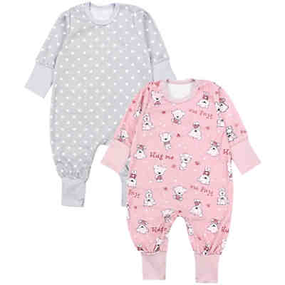 Baby Mädchen Schlafstrampler Gemustert 2er Pack für Mädchen