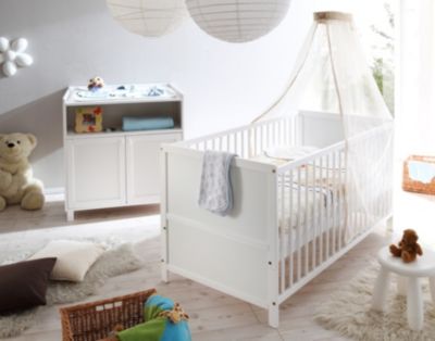 Babyzimmer croco, 2 tlg. (wickelkommode, bett), kiefer weiÃ, ticaa ...