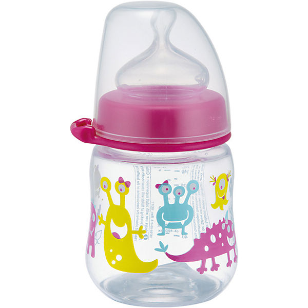 Weithals Flasche, PP, 150 ml, Silikonsauger, Gr. M, rosa