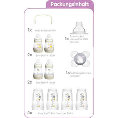Weithals Flaschen Starterset Anti-Colic, 2x130ml / 2x160 ml, Silikonsauger, grün, 15-tlg. 2