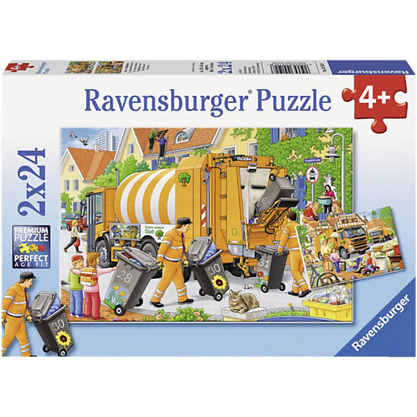 Bei der Müllabfuhr Puzzleset 2 x 24