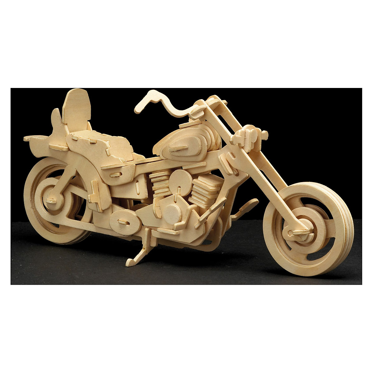 Holzbausatz-Set Harley Davidson, Formel 1 Rennwagen und Motorrad