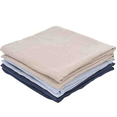Mullwindeln, marine/hellblau/hellgrau, 70 x 70 cm, 6er Pack